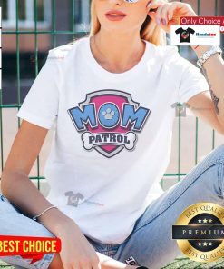 Official Mother's Day Mom Patrol Badge Ladies Tee featuring a stylish design for celebrating moms on their special day.