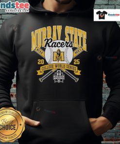 Alt Text: Official Murray State Racers 2025 College World Series hoodie in navy blue, featuring team logo and stylish design.