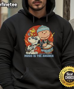 Official Music Is The Answer Peanuts Snoopy Hoodie featuring a stylish design with Snoopy and musical notes.