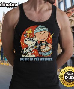 Alt Text: Official Music Is The Answer Peanuts Snoopy Tank Top featuring a playful Snoopy graphic for music lovers.
