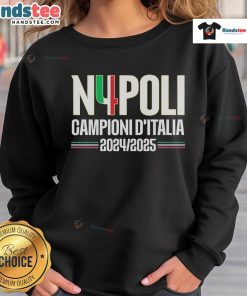 Official Napoli N4POLI Champions d'Italia 2024-2025 sweatshirt featuring club logo and stylish design.