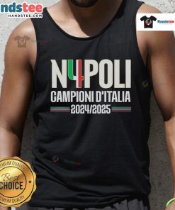 Official Napoli N4POLI Champions d'Italia 2024-2025 tank top featuring team logo and vibrant design.