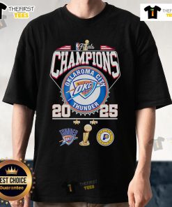 Alt Text: Official NBA Finals Champions 2025 Oklahoma City Thunder T-Shirt featuring team logo and celebratory design.
