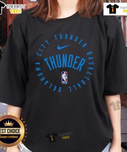 Official NBA OKC Thunder 2025 ladies tee featuring team logo and stylish design for female fans.