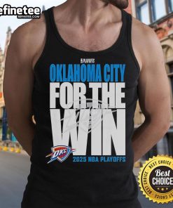 Oklahoma City Thunder tank top for the 2025 playoffs, featuring the official NBA logo and vibrant team colors.