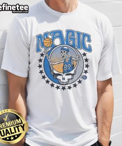 Official NBA x Grateful Dead x Magic Skull T-Shirt featuring vibrant graphics and a unique collaborative design.