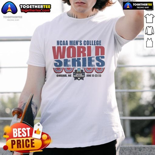 Alt Text: Official NCAA Men's College World Series 2025 75th Anniversary Omaha T-Shirt featuring vibrant graphics and team logos.