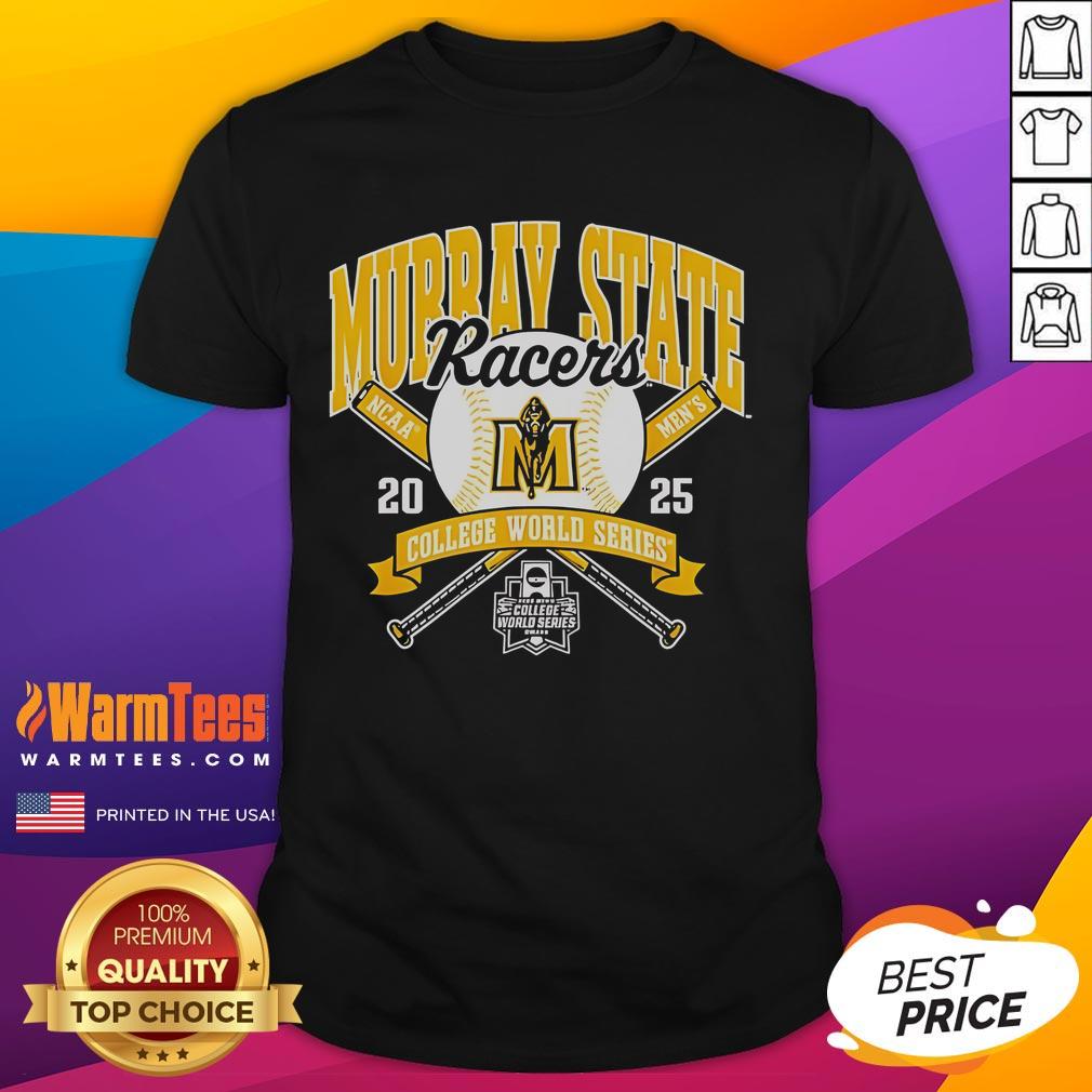 Official Ncaa Murray State Racers College World Series 2025 Baseball T Shirt Alt Text: Official NCAA Murray State Racers College World Series 2025 baseball T-shirt in blue with team logo and graphics.