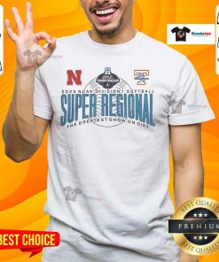 Official Nebraska Cornhuskers vs Tennessee Volunteers 2025 NCAA Baseball Super Regional T-Shirt design featuring team logos.