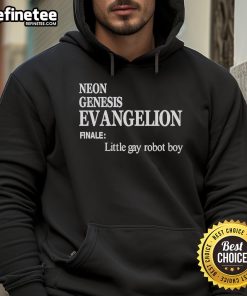 Official Neon Genesis Evangelion Finale hoodie featuring a cute little gay robot boy design, perfect for fans.