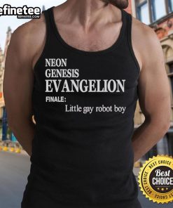 Alt Text: Official Neon Genesis Evangelion Finale tank top featuring a cute little gay robot boy design, perfect for fans.