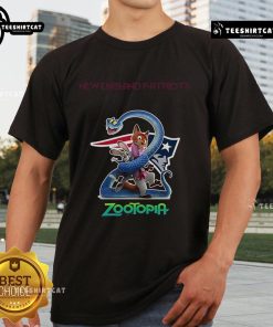 Alt Text: Official New England Patriots Zootopia 2 T-Shirt featuring vibrant graphics and team logo for fans and collectors.