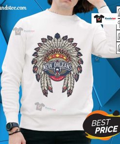Official New Orleans Pelicans Native American logo sweatshirt showcasing team spirit and unique design.