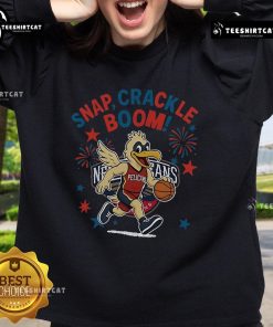 Official New Orleans Pelicans Snap Crackle Boom sweatshirt for Independence Day, showcasing team spirit and festive design.