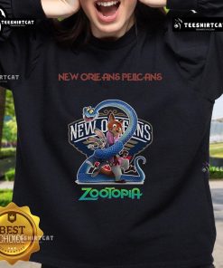 Official New Orleans Pelicans Zootopia 2 sweatshirt featuring vibrant graphics and team logo, perfect for fans.