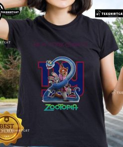 Alt Text: Official New York Giants Zootopia 2 ladies tee featuring vibrant design and team logo, perfect for fans.