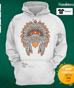 Official New York Knicks Native American logo hoodie featuring vibrant colors and stylish design for fans.