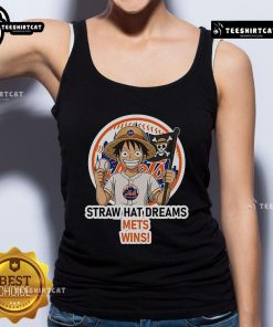 Alt Text: Official New York Mets Monkey D. Luffy Straw Hat Dreams Wins tank top featuring vibrant graphics and a stylish design.