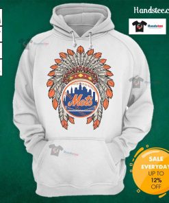 Official New York Mets Native American logo hoodie featuring vibrant team colors and unique design for fans.