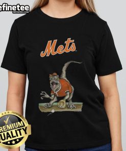Official New York Mets Tiny Turnip Velociraptor Ladies Tee featuring a playful dinosaur design for fans.