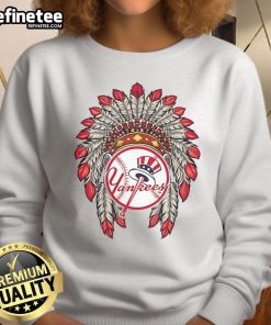Alt Text: Official New York Yankees Native American logo sweatshirt featuring a unique design and stylish fit for fans.