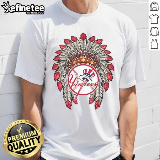 Official New York Yankees Native American Logo T-Shirt featuring a unique design celebrating cultural heritage.