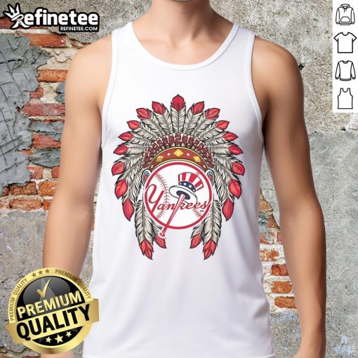 Official New York Yankees Native American logo tank top featuring vibrant design and comfortable fit for fans.