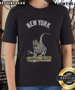 Official New York Yankees Tiny Turnip Velociraptor Ladies Tee featuring a fun dinosaur design for female fans.