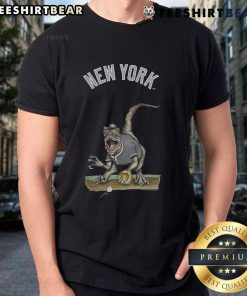Official New York Yankees Tiny Turnip Velociraptor T-Shirt featuring a fun dinosaur graphic for kids' baseball fans.