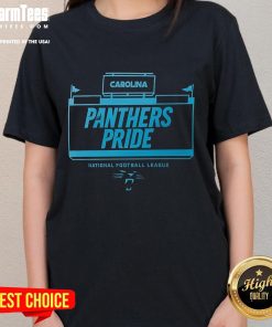 Official NFL Carolina Panthers Pride Ladies Tee showcasing vibrant colors and team logo, perfect for fans celebrating pride.