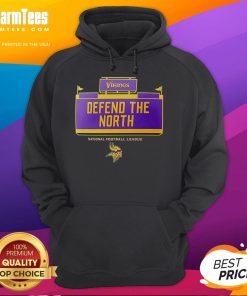 Alt Text: Official NFL Minnesota Vikings Defend The North hoodie showcasing team spirit and bold purple design.