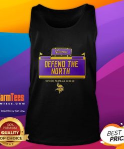 Alt Text: Official NFL Minnesota Vikings Defend The North tank top in purple, perfect for fans supporting their team.