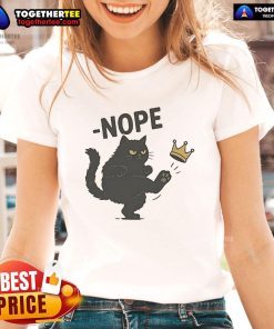 Official No Kings In America Black Cat Ladies Tee featuring a stylish black cat graphic on a comfortable women's t-shirt.