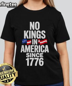 Official No Kings In America Since 1776 Ladies Tee featuring a patriotic design and comfortable fit.