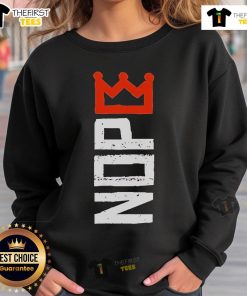 Alt Text: Horizontal sweatshirt featuring 'No Kings Nope' protest sign design, perfect for expressing dissent and individuality.