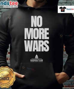 Official No More War Rashida Tlaib Hoodie featuring bold design promoting peace and activism in a stylish, comfortable fit.