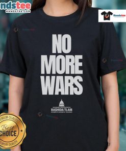 Rashida Tlaib No More War Ladies Tee featuring a bold graphic design promoting peace and activism.