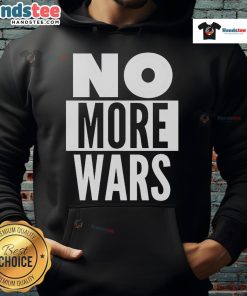 Official No More Wars Iran Hoodie featuring a bold design promoting peace and anti-war activism.
