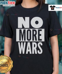 Official No More Wars Iran Ladies Tee featuring a bold design promoting peace and unity for women's fashion.