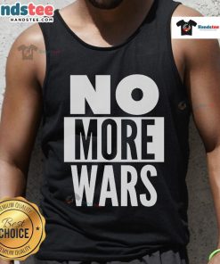 Official No More Wars Iran Tank Top featuring bold graphic design promoting peace and anti-war activism.