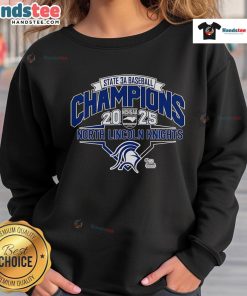 North Lincoln Knights 2025 NCHSAA 3A Baseball Champions sweatshirt showcasing team spirit and championship pride.