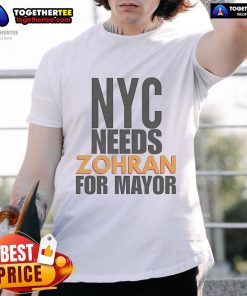 Official NYC Needs Zohran For Mayor T-Shirt showcasing vibrant design supporting Zohran Mamdani's campaign for mayor.