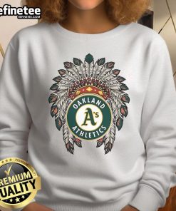 Official Oakland Athletics Native American Logo Sweatshirt featuring vibrant graphics and comfortable fit for fans.
