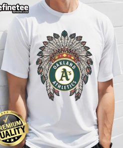 Official Oakland Athletics Native American Logo T-Shirt featuring vibrant team colors and unique design for fans.