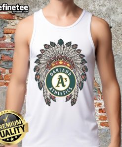 Official Oakland Athletics Native American logo tank top featuring vibrant colors and stylish design for fans.