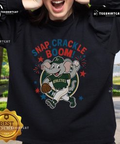 Alt Text: Official Oakland Athletics Snap Crackle Boom Independence Day sweatshirt featuring vibrant team colors and champion design.