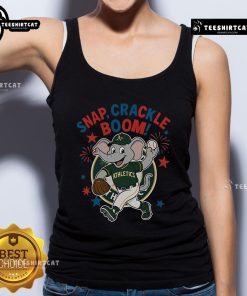 Official Oakland Athletics Independence Day tank top featuring 'Snap Crackle Boom Power of Champions' design.