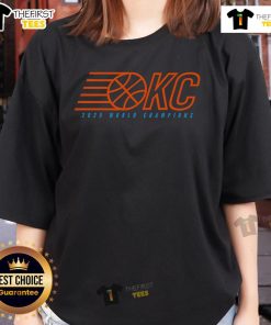 Alt Text: Official OKC 2025 World Champions Ball Ladies Tee, stylish women's shirt celebrating the championship victory.