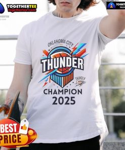 Alt Text: Official OKC Basketball World Champs 2025 T-Shirt featuring vibrant team colors and championship logo design.