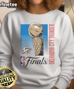 2025 Official OKC Thunder Finals Retro Lines Sweatshirt showcasing vibrant team colors and classic design.